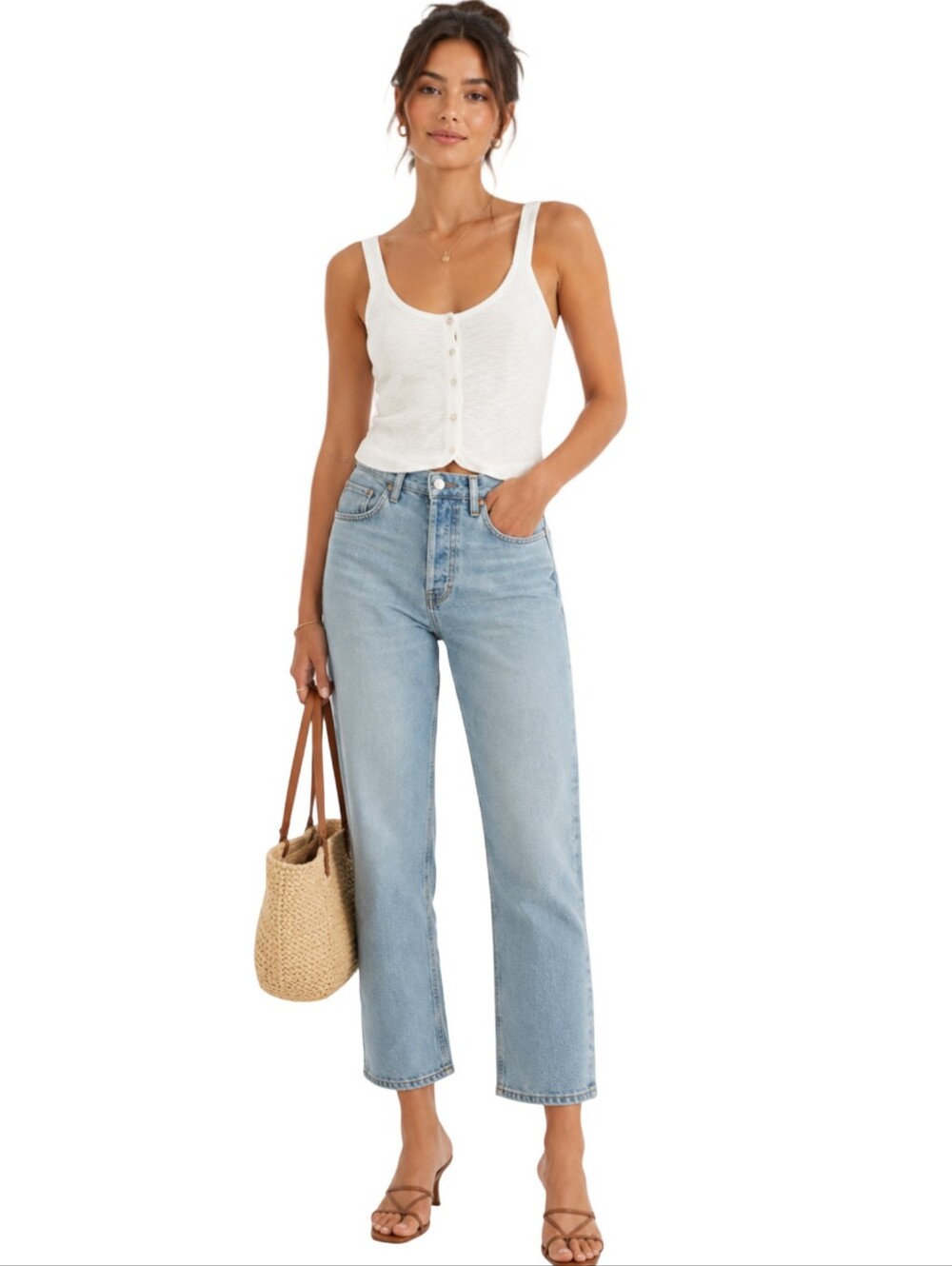 Re/Done 70s Stove Pipe High-Rise Straight Jeans, 26